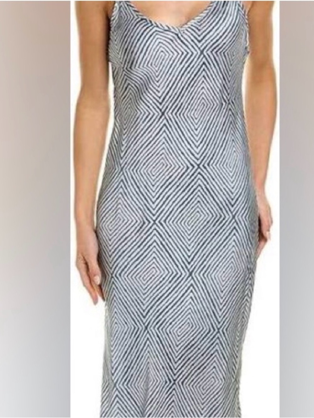Johnny Was Black and White Geometric Maxi Slip Dress